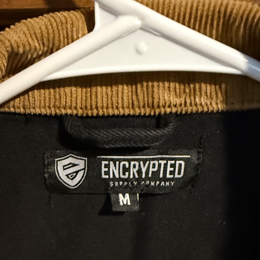 Encrypted Black Jacket With Tan Collar - image 2